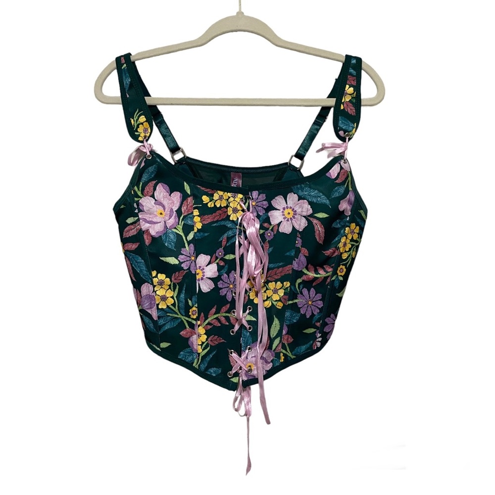 Adore Me Floral Lace Up Alex Corset NWOT